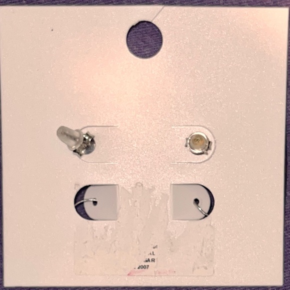 Sterling Silver with Cubic Zirconia earrings set (3x pairs = 2x studs 1x hoops) - Picture 6 of 7